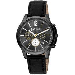 Just Cavalli Black Leather Dress Watch