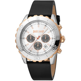 Just Cavalli Black Leather Sport Watch