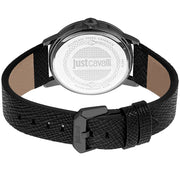 Just Cavalli Black Leather Dress Watch