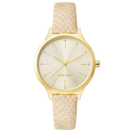 Nine West Beige Leather Dress Watch