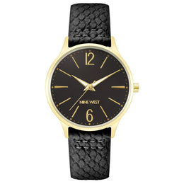 Nine West Black Leather Dress Watch
