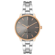 Nine West Gray Metal Dress Watch