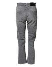 CYCLE Gray Tattered Mid Waist Men Straight Denim Trouser Jeans