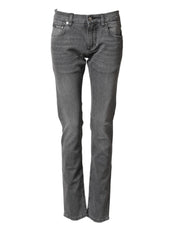 Dolce & Gabbana Gray Cotton Mid Waist Skinny Denim Jeans