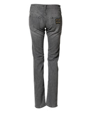 Dolce & Gabbana Gray Cotton Mid Waist Skinny Denim Jeans