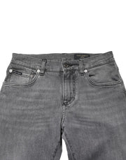 Dolce & Gabbana Gray Cotton Mid Waist Skinny Denim Jeans