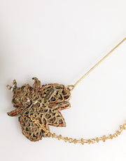 Dolce & Gabbana Gold Tone Brass Bee Embellished Chain Lapel Pin Brooch