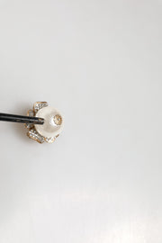 Dolce & Gabbana Gold Tone Maxi Faux Pearl Floral Clip-on Jewelry Earrings