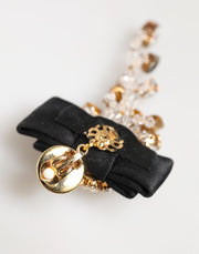 Dolce & Gabbana Crystal Chandelier Satin Bow Clip-On Jewelry Earrings