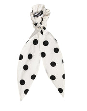 Dolce & Gabbana Scrunchie White Cotton Polka Dot Scarf Tie Accessory Hair