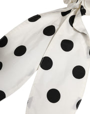 Dolce & Gabbana Scrunchie White Cotton Polka Dot Scarf Tie Accessory Hair
