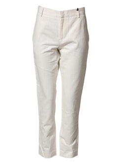 Daniele Alessandrini White Cotton Straight Chino Trouser Pants
