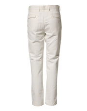 Daniele Alessandrini White Cotton Straight Chino Trouser Pants