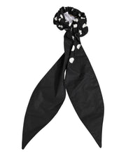 Dolce & Gabbana Black Cotton Polka Dot Scarf Tie Accessory Hair Scrunchie
