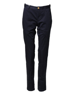 Domenico Tagliente Dark Blue Cotton Skinny Men Trouser Pants