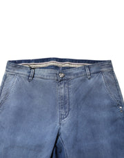 Nine In The Morning Blue Cotton Stretch Men Chino Trouser Pants