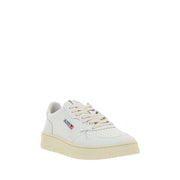Autry White Calf Leather Bos Taurus Low Top Sneakers