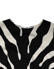 Dolce & Gabbana Black White Zebra Viscose Sheath Midi Dress