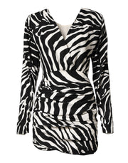 Dolce & Gabbana Black White Zebra Silk Sheath Mini Dress