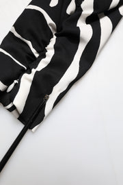 Dolce & Gabbana Black White Zebra Silk Sheath Mini Dress