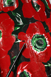 Dolce & Gabbana Red Floral Print Nylon A-line Midi Dress