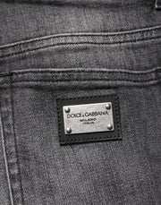 Dolce & Gabbana Gray High Waist Cotton Skinny Denim Jeans
