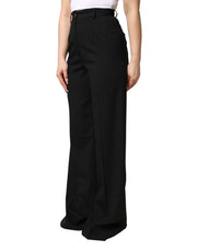 Dolce & Gabbana Black Wool Blend Straight High Waist Pants
