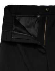 Dolce & Gabbana Black Wool Blend Straight High Waist Pants