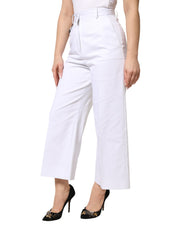 Dolce & Gabbana White Cotton High Waist WideLeg Cropped Pants