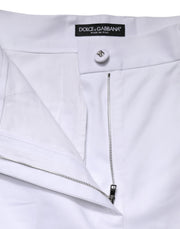 Dolce & Gabbana White Cotton High Waist WideLeg Cropped Pants