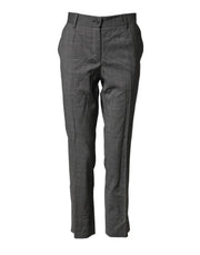 Dolce & Gabbana Dark Gray Check Tartan VirginWool Dress Pants