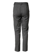 Dolce & Gabbana Dark Gray Check Tartan VirginWool Dress Pants