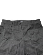 Dolce & Gabbana Dark Gray Check Tartan VirginWool Dress Pants
