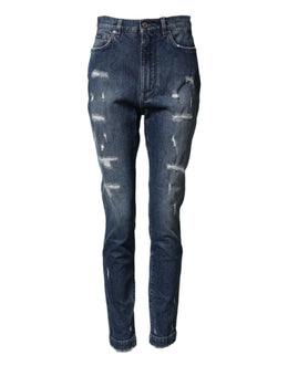 Dolce & Gabbana Blue Distressed Washed Logo GRACE Denim Jeans