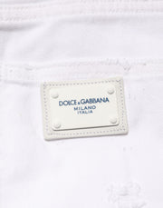 Dolce & Gabbana White Distressed Cotton BOYFRIEND Denim Jeans