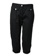 Dolce & Gabbana Black Wool Stripes Cropped Trouser Pants