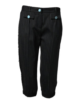 Dolce & Gabbana Black Wool Stripes Cropped Trouser Pants