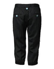 Dolce & Gabbana Black Wool Stripes Cropped Trouser Pants