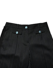 Dolce & Gabbana Black Wool Stripes Cropped Trouser Pants