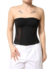 Dolce & Gabbana Black Silk Lace Bustier Corset Strapless Top