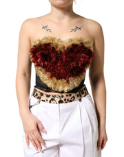 Dolce & Gabbana Black Gold Heart Bustier Corset Tinsel Top