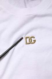 Dolce & Gabbana White DG Logo Crew Neck Short Sleeves  T-shirt