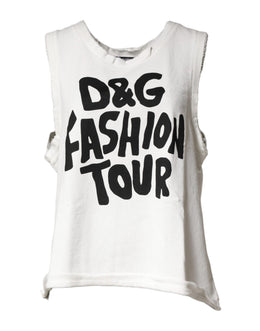 Dolce & Gabbana White Graphic CrewNeck Sleeveless Tank T-shirt