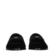 Dolce & Gabbana Black Velvet Slip-On Loafers