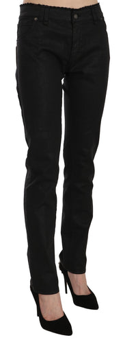 John Galliano Black Mid Waist Skinny Cotton Casual Denim Jeans