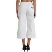 Dolce & Gabbana Wide Leg White Cotton Cropped Denim Jeans