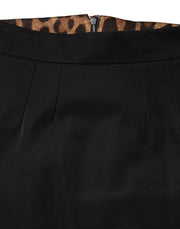 Dolce & Gabbana Black Cotton Pencil Cut High Waist Midi Skirt