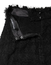 Dolce & Gabbana Black Nylon High Waist Open-Stitch Mini Skirt