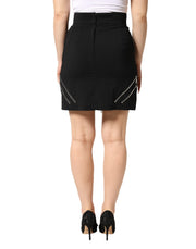 Dolce & Gabbana Black Polyester Zipper High Waist Mini Skirt