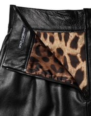 Dolce & Gabbana Black Leather Pencil Cut HighWaist Mini Skirt